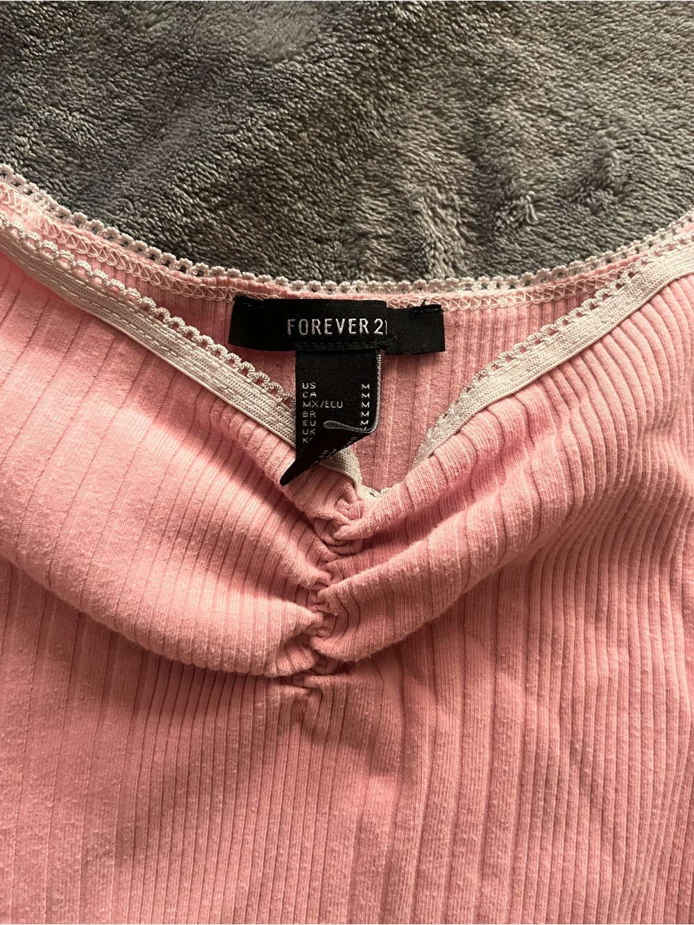 Forever 21 Light Pink Ribbed Lace-Trim Cami - Picture 2 of 3